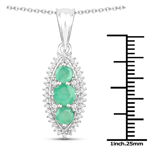 3.52 Carat Genuine Zambian Emerald and White Topaz .925 Sterling Silver 3 Piece Jewelry Set (Ring, Earrings, and Pendant w/ Chain) by Bids.com