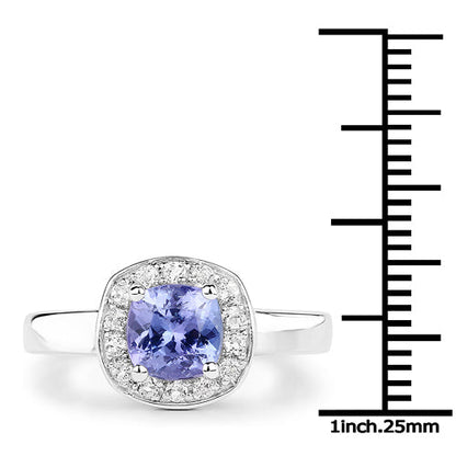 1.51 Carat Genuine Tanzanite and White Topaz .925 Sterling Silver ring by Bids.com