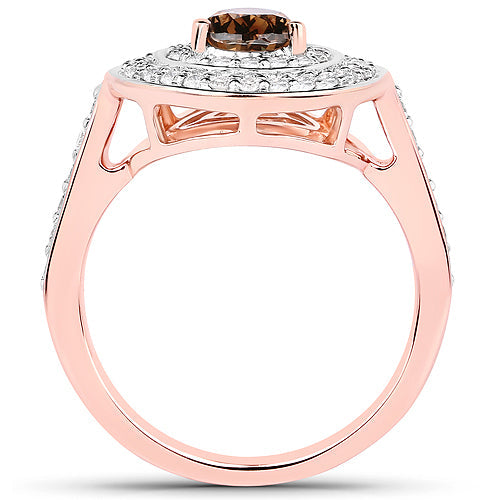 1.64 Carat Genuine Chocolate Brown Diamond and White Diamond 18K Rose Gold Ring by Bids.com