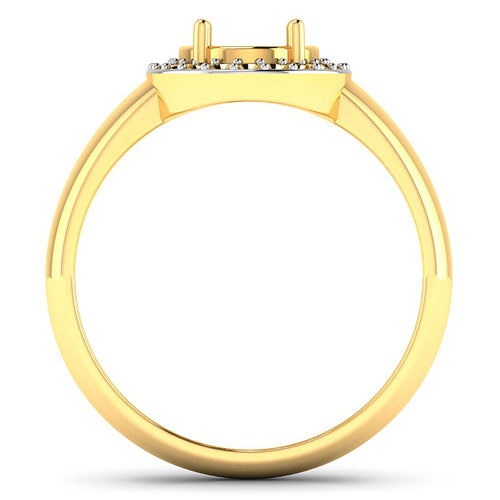 0.22 Carat Genuine White Diamond 14K Yellow Gold Semi Mount Ring - holds 9x7mm Oval Gemstone by Bids.com