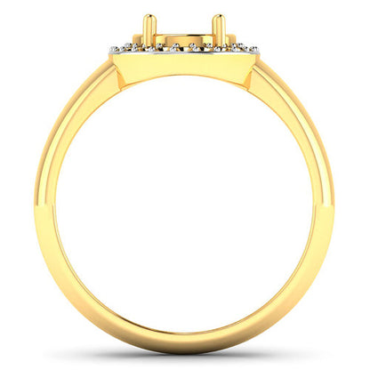 0.22 Carat Genuine White Diamond 14K Yellow Gold Semi Mount Ring - holds 9x7mm Oval Gemstone by Bids.com