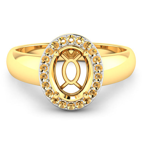 0.22 Carat Genuine White Diamond 14K Yellow Gold Semi Mount Ring - holds 9x7mm Oval Gemstone by Bids.com