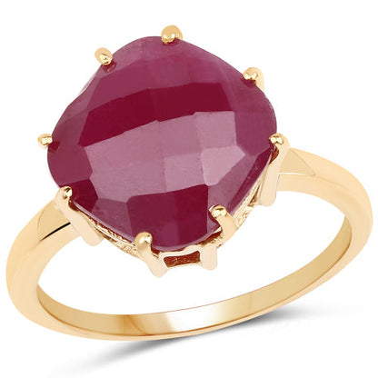 14K Yellow Gold Plated 8.95 Carat Glass Filled Ruby .925 Sterling Silver Ring by Bids.com