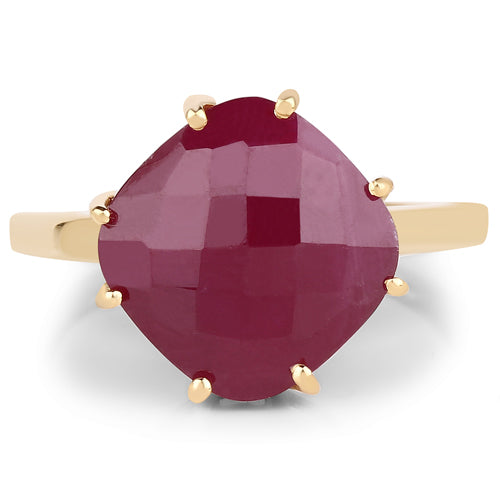 14K Yellow Gold Plated 8.95 Carat Glass Filled Ruby .925 Sterling Silver Ring by Bids.com