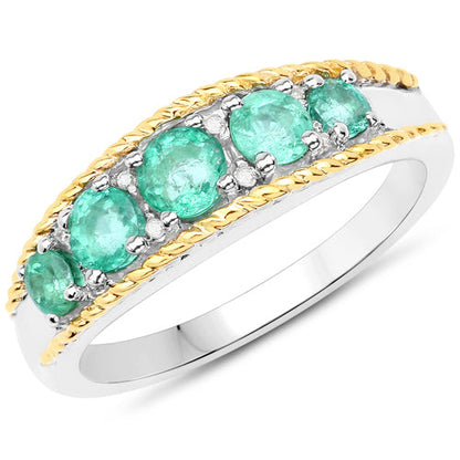 0.75 Carat Genuine Zambian Emerald and White Diamond .925 Sterling Silver Ring by Bids.com