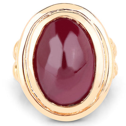 14K Rose Gold Plated 17.60 Carat Genuine Glass Filled Ruby .925 Sterling Silver Ring by Bids.com