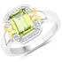 1.67 Carat Genuine Peridot and White Diamond .925 Sterling Silver Ring by Bids.com