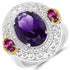 5.58 Carat Genuine Amethyst, Rhodolite and White Diamond 14K Yellow Gold with .925 Sterling Silver Ring by Bids.com