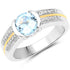 1.37 Carat Genuine Aquamarine and White Diamond 14K Yellow Gold with .925 Sterling Silver Ring by Bids.com