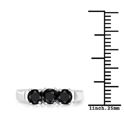 0.99 Carat Genuine Black Diamond .925 Sterling Silver Ring  DestGlow