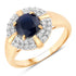 1.71 Carat Genuine Blue Sapphire and White Diamond 10K Yellow Gold Ring  DestGlow
