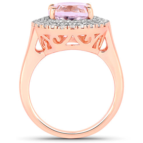 5.48 Carat Genuine Kunzite and White Topaz .925 Sterling Silver Ring by Bids.com