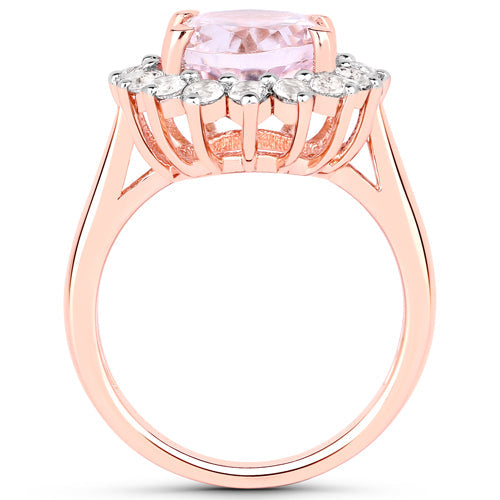 5.56 Carat Genuine Kunzite and White Topaz .925 Sterling Silver Ring by Bids.com