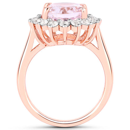 5.56 Carat Genuine Kunzite and White Topaz .925 Sterling Silver Ring by Bids.com