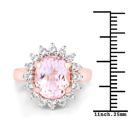 5.56 Carat Genuine Kunzite and White Topaz .925 Sterling Silver Ring by Bids.com