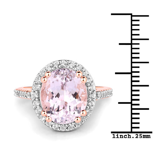 6.94 Carat Genuine Kunzite and White Topaz .925 Sterling Silver Ring by Bids.com