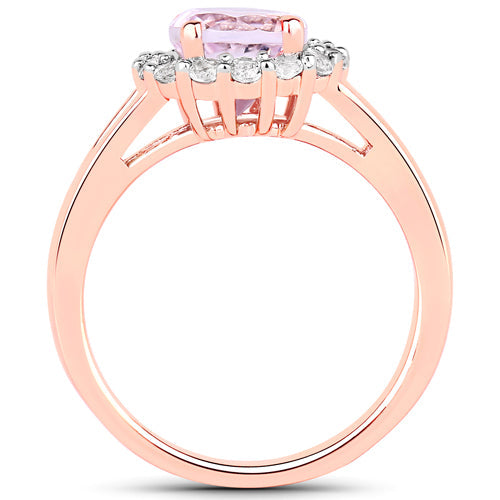 2.25 Carat Genuine Kunzite and White Topaz .925 Sterling Silver Ring by Bids.com