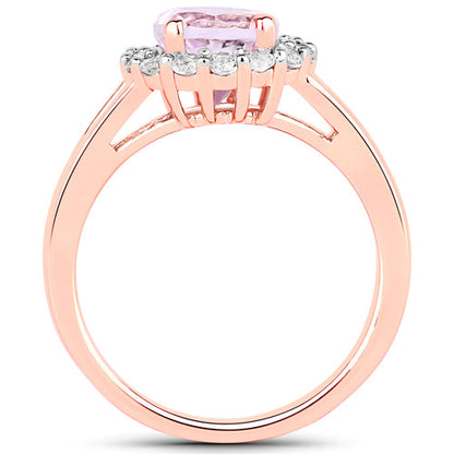 2.25 Carat Genuine Kunzite and White Topaz .925 Sterling Silver Ring by Bids.com