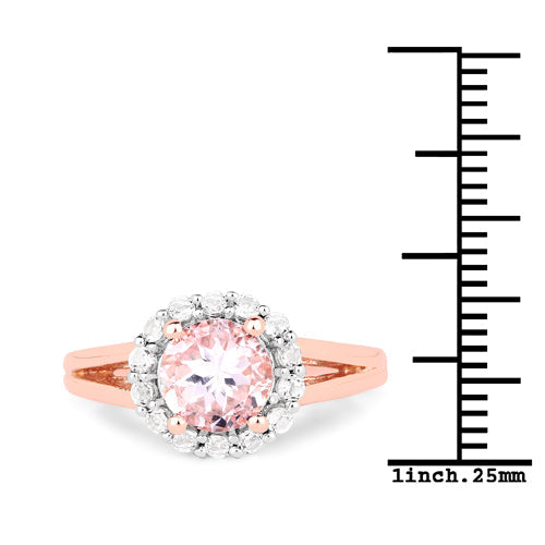 2.25 Carat Genuine Kunzite and White Topaz .925 Sterling Silver Ring by Bids.com