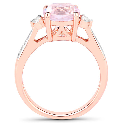 2.73 Carat Genuine Kunzite and White Topaz .925 Sterling Silver Ring by Bids.com
