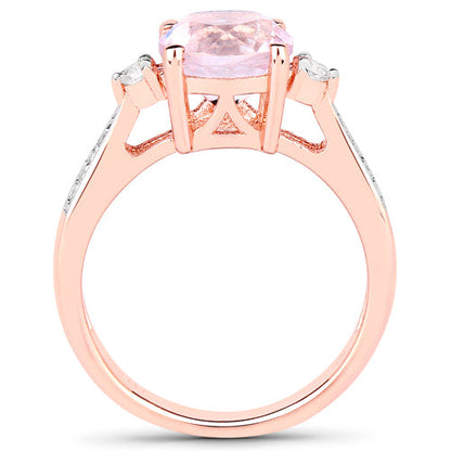 2.73 Carat Genuine Kunzite and White Topaz .925 Sterling Silver Ring by Bids.com