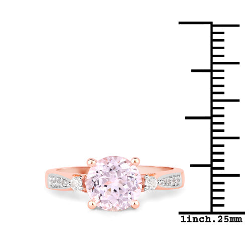 2.73 Carat Genuine Kunzite and White Topaz .925 Sterling Silver Ring by Bids.com