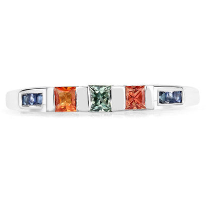 0.68 Carat Genuine Multi Sapphire .925 Sterling Silver Ring by Bids.com