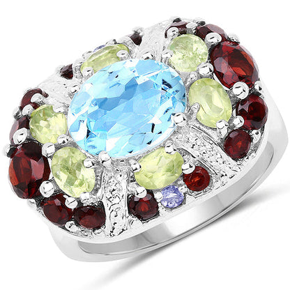 5.43 Carat Genuine Multi Stone .925 Sterling Silver Ring by Bids.com