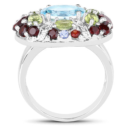 5.43 Carat Genuine Multi Stone .925 Sterling Silver Ring by Bids.com