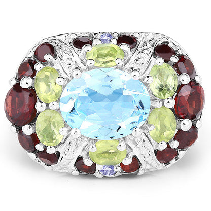 5.43 Carat Genuine Multi Stone .925 Sterling Silver Ring by Bids.com