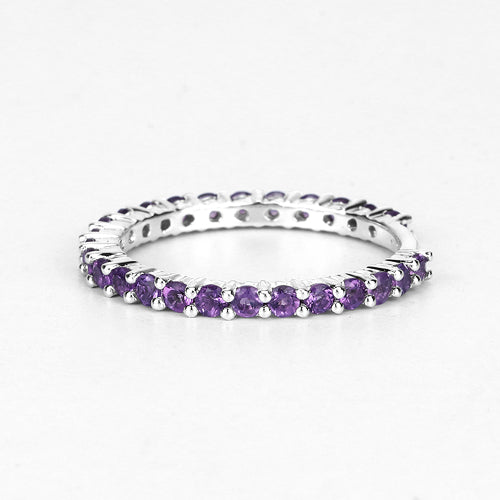 0.78 Carat Genuine Amethyst .925 Sterling Silver Ring  DestGlow