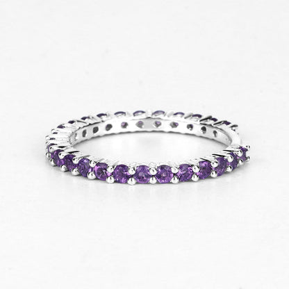 0.78 Carat Genuine Amethyst .925 Sterling Silver Ring  DestGlow
