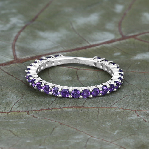 0.78 Carat Genuine Amethyst .925 Sterling Silver Ring  DestGlow