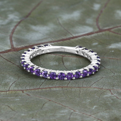 0.78 Carat Genuine Amethyst .925 Sterling Silver Ring  DestGlow