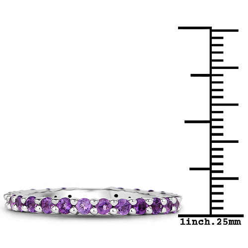0.78 Carat Genuine Amethyst .925 Sterling Silver Ring  DestGlow
