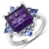 5.15 Carat Genuine Amethyst and Tanzanite .925 Sterling Silver Ring by Bids.com
