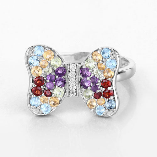 1.18 Carat Genuine Multi Stones .925 Sterling Silver Ring by Bids.com