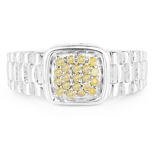 0.25 Carat Genuine Yellow Diamond .925 Sterling Silver Ring by Bids.com