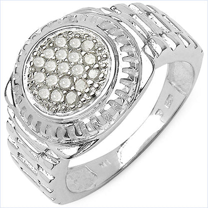 0.20 Carat Genuine White Diamond .925 Sterling Silver Ring by Bids.com