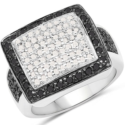 0.61 Carat Genuine Black Diamond and White Diamond .925 Sterling Silver Ring by Bids.com