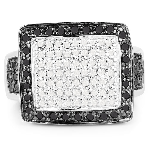 0.61 Carat Genuine Black Diamond and White Diamond .925 Sterling Silver Ring by Bids.com