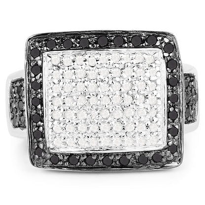 0.61 Carat Genuine Black Diamond and White Diamond .925 Sterling Silver Ring by Bids.com
