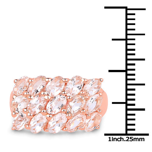 14K Rose Gold Plated 3.30 Carat Genuine Morganite .925 Sterling Silver Ring by Bids.com