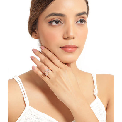 14K Rose Gold Plated 3.30 Carat Genuine Morganite .925 Sterling Silver Ring by Bids.com