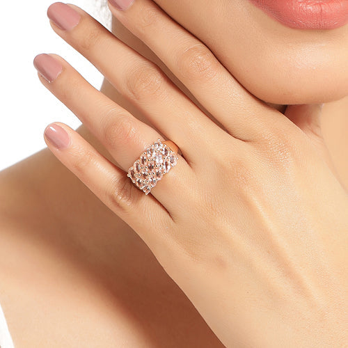 14K Rose Gold Plated 3.30 Carat Genuine Morganite .925 Sterling Silver Ring by Bids.com