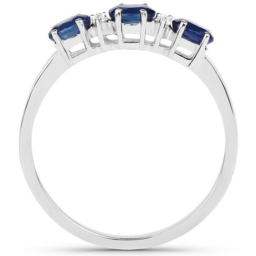 0.70 Carat Genuine Blue Sapphire and White Diamond 10K Yellow Gold Ring by Bids.com