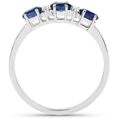 0.70 Carat Genuine Blue Sapphire and White Diamond 10K Yellow Gold Ring by Bids.com