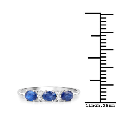 0.70 Carat Genuine Blue Sapphire and White Diamond 10K Yellow Gold Ring by Bids.com