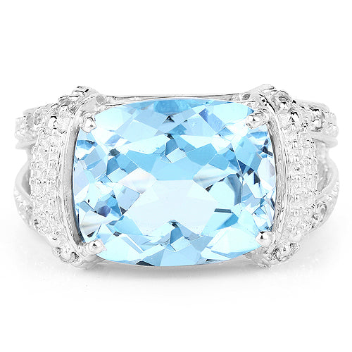 4.78 Carat Genuine Blue Topaz and White Topaz .925 Sterling Silver Ring by Bids.com