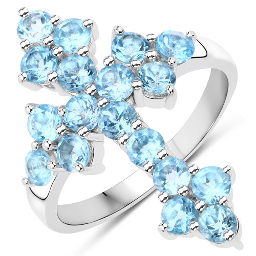 2.16 Carat Genuine Swiss Blue Topaz .925 Sterling Silver Ring  DestGlow